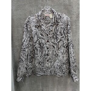 Vintage Top Women's 12‎ Button Popover Shirred Elastic Waist